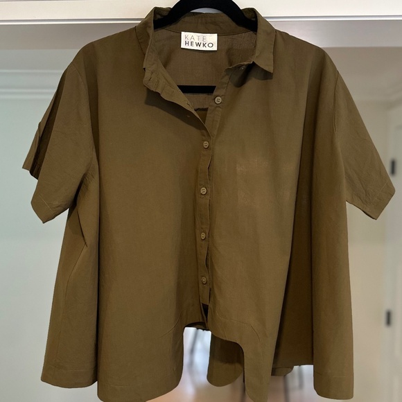 Women's Brown Button-Up Blouse - Picture 3 of 11
